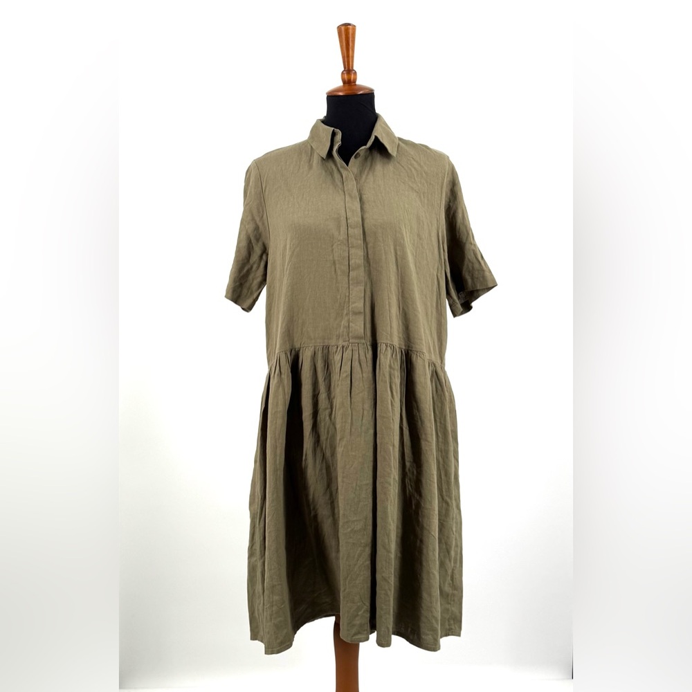 Nordstrom Rack Linen Rayon Blend Olive Green Dress Size S